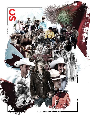 Stampede planner cover page with collage art